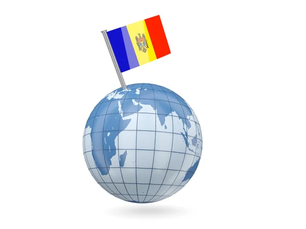 Wereldbol met vlag van Moldavië — Stockfoto