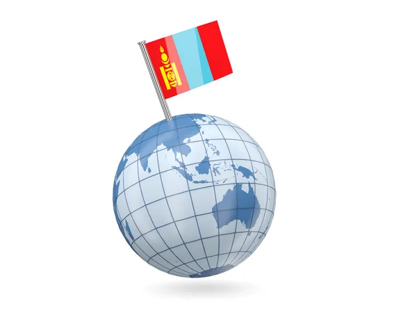 Globe with flag of mongolia