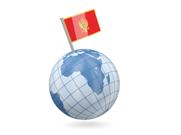 Globe with flag of montenegro — Stock Photo, Image