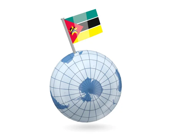 莫桑比克国旗地球仪 — 图库照片