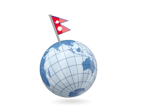 Globe with flag of nepal — Stock Photo, Image