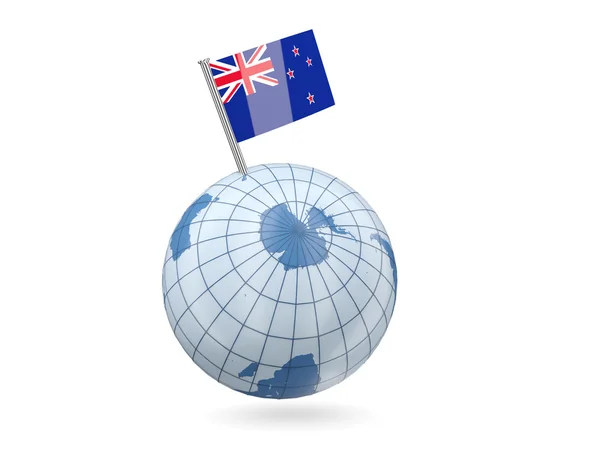 Глобус с флагом Новой Зеландии — стоковое фото