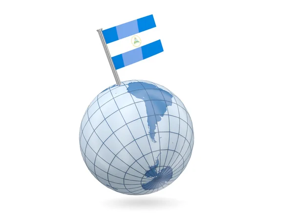 Globus mit Flagge Nicaraguas — Stockfoto