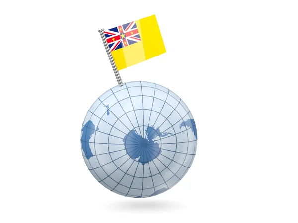 Globus mit Fahne von niue — Stockfoto