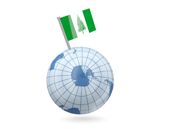 Globe with flag of norfolk island — Stock Photo, Image