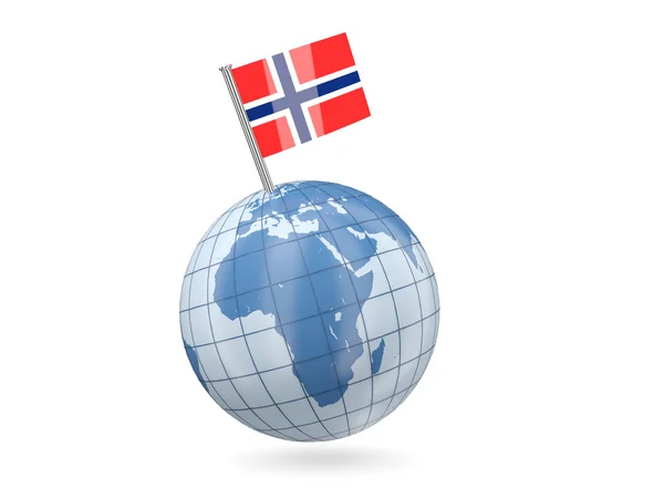 Глобус с флагом Норвегии — стоковое фото