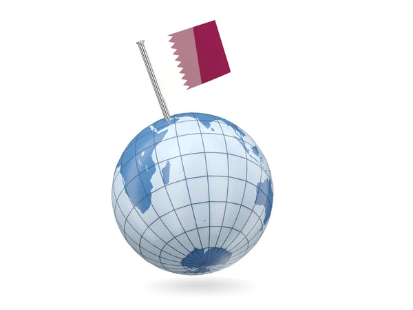 Globo con bandiera di qatar — Foto Stock