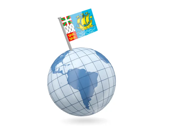 Globo con bandera de santo pierre y miquelón — Foto de Stock