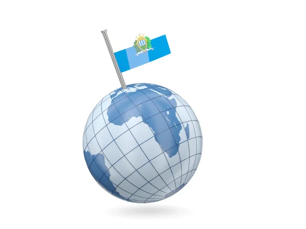 Globus z flaga san marino — Zdjęcie stockowe