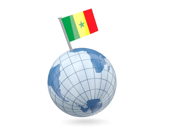 Globe avec drapeau de senegal — Photo