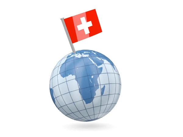 Globus mit Flagge der Schweiz — Stockfoto