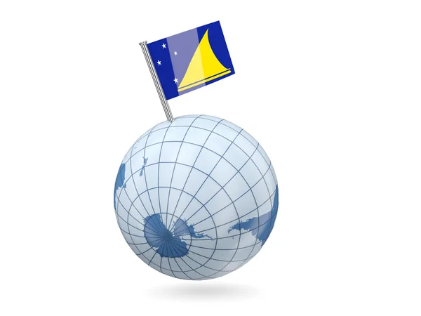 Wereldbol met vlag van de Tokelau-eilanden — Stockfoto