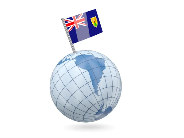 Globo con bandera de Islas Turcas y Caicos — Foto de Stock