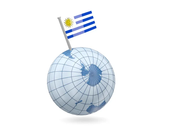 Globo con bandera de uruguay — Foto de Stock