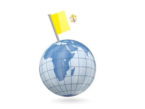 Globe with flag of vatican city — Stock Photo, Image