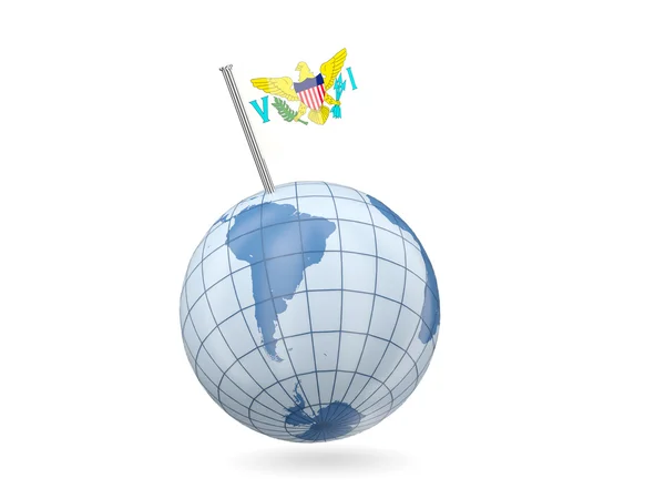 Globus mit Flagge der unberührten Inseln — Stockfoto