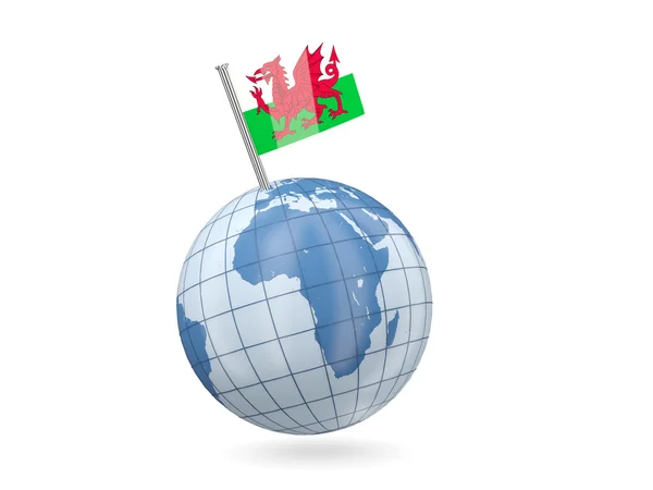 Глобус с флагом Уэльса — стоковое фото