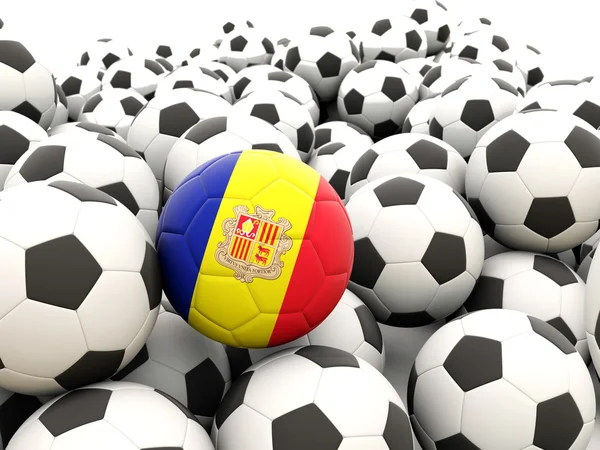Футбол с флагом андорры — стоковое фото