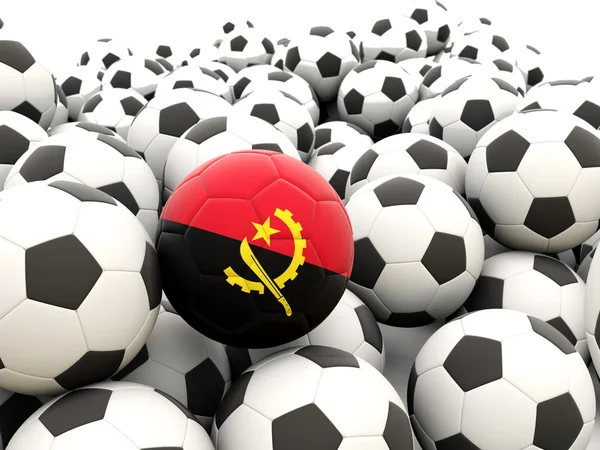 Futebol com bandeira de angola — Fotografia de Stock