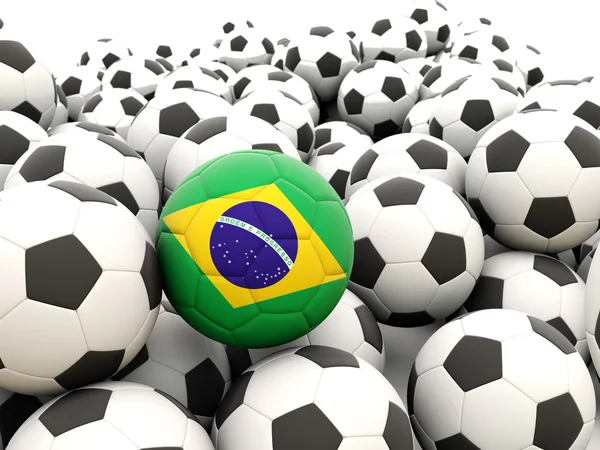 Fútbol con bandera de Brasil — Foto de Stock