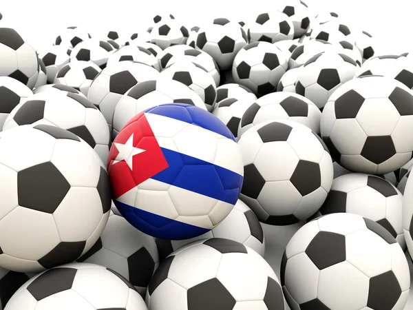 Football avec drapeau de cuba — Photo