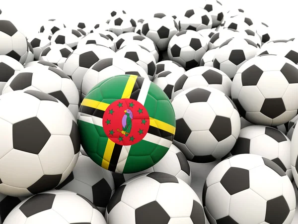 Fotboll med flagga dominica — Stockfoto