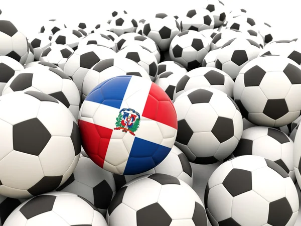 Calcio con bandiera della repubblica dominicana — Foto Stock