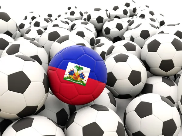 Fútbol con bandera de haiti — Foto de Stock