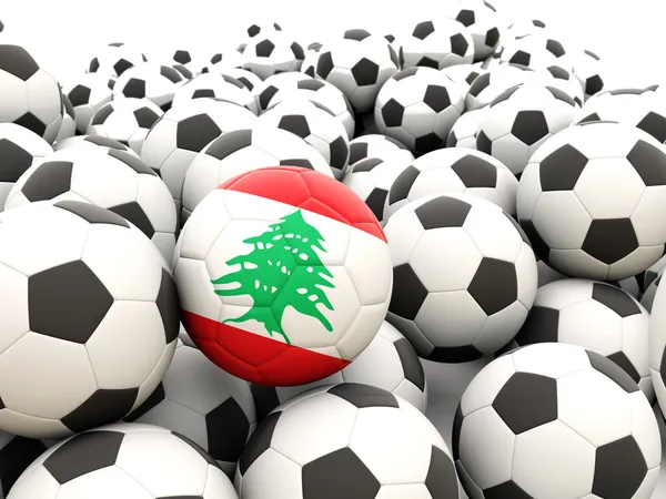 Fútbol con bandera de lebanón — Foto de Stock