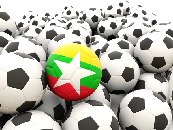 Football with flag of myanmar — Stock Photo, Image