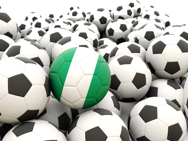 Football avec drapeau de nigeria — Photo