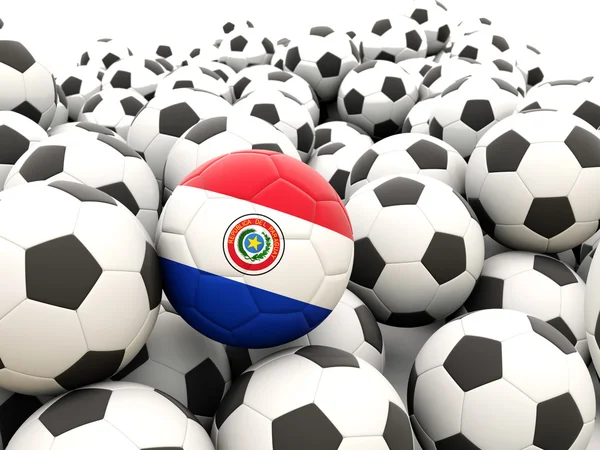 Voetbal met vlag van paraguay — Stockfoto
