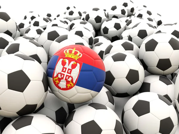 Fotboll med flagga Serbien — Stockfoto