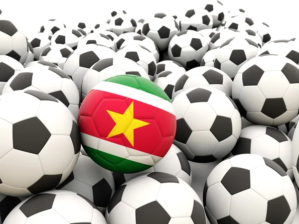Voetbal met de vlag van suriname — Stockfoto