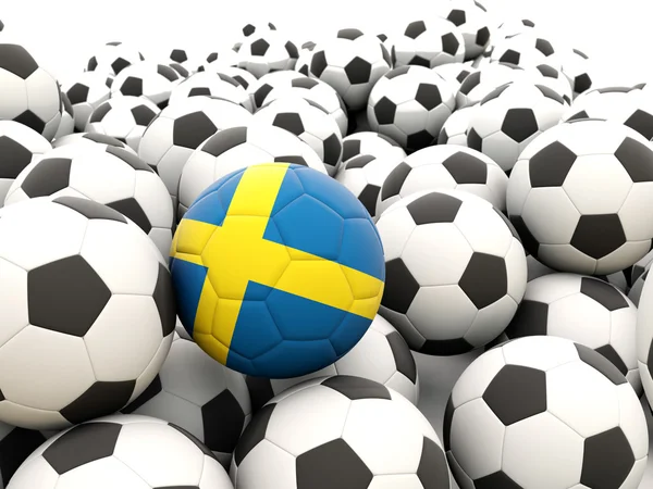 Piłka nożna z flaga Szwecji — Zdjęcie stockowe