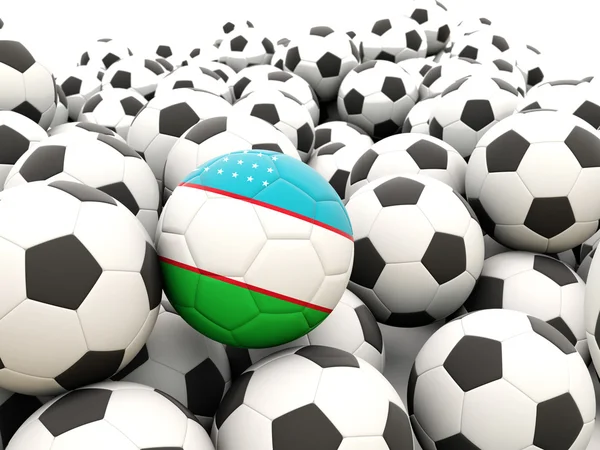 Fotboll med flagga uzbekistan — Stockfoto