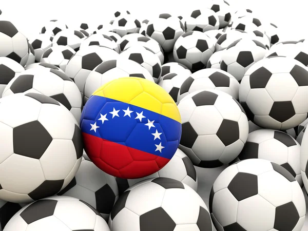 Voetbal met vlag van venezuela — Stockfoto