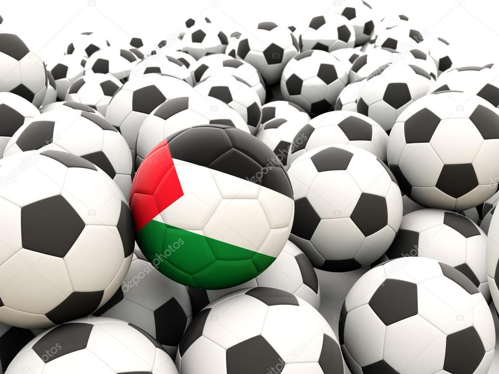 Football with flag of palestinian territory