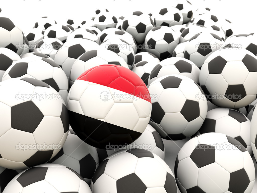 Football with flag of yemen