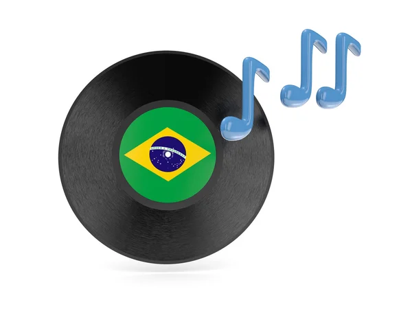 Disco de vinilo con bandera de Brasil — Foto de Stock