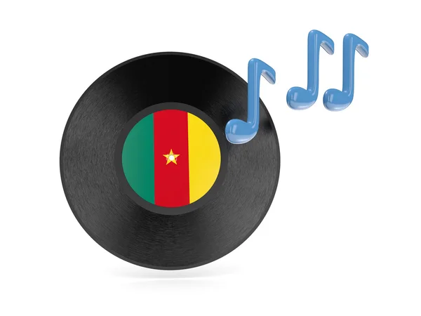 Disco de vinil com bandeira de camarões — Fotografia de Stock