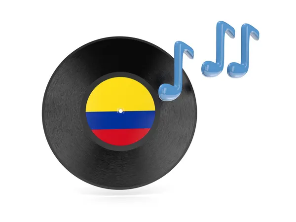 Disco de vinil com bandeira de colômbia — Fotografia de Stock
