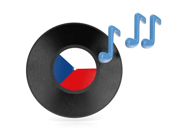 Disco de vinil com bandeira da República Checa — Fotografia de Stock