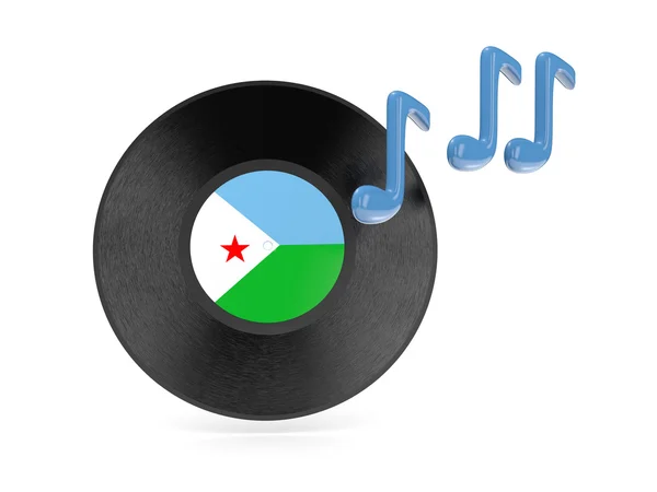 Disco de vinil com bandeira de djibouti — Fotografia de Stock