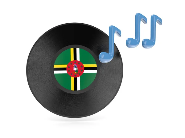 Vinyl disk with flag of dominica — Stock Photo, Image