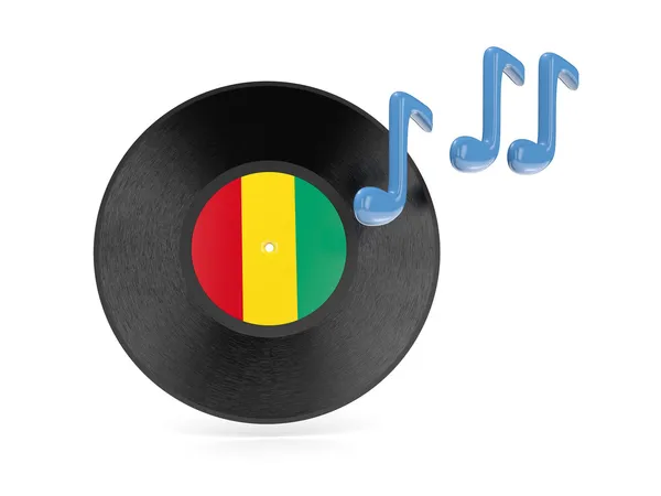 Disque de vinyle avec drapeau de Guinée — Photo