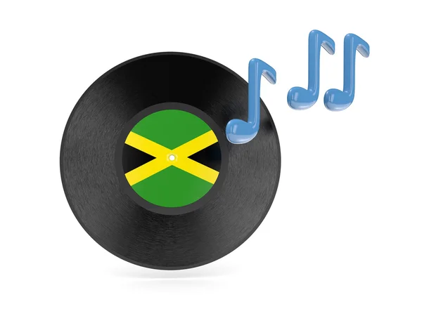 Disco de vinil com bandeira de jamaica — Fotografia de Stock