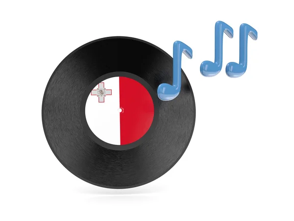 Disco in vinile con bandiera di malta — Foto Stock