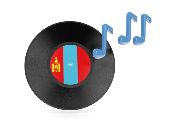 Disco in vinile con bandiera di mongolia — Foto Stock
