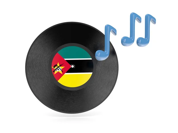 Vinyl disk with flag of mozambique — Stock Photo, Image